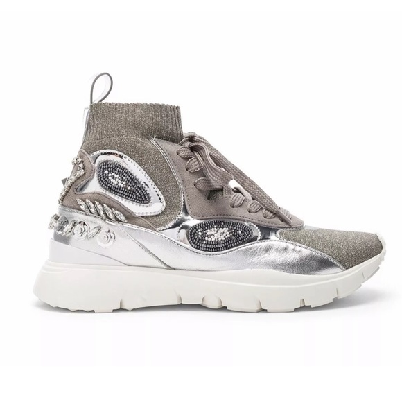 Valentino Shoes - VALENTINO Embellished High Top Sneakers Heroes Her